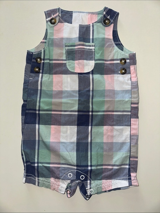 Carter's Other - 💚 Carter's Pastel Plaid Cotton Romper - Pink, Mint & Navy